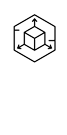 A hexagon contains a 3D cube with three arrows pointing outward from the cube’s faces, representing three-dimensional axes—ideal for a Digital Product Designer or UX Web Designer in Arizona.
