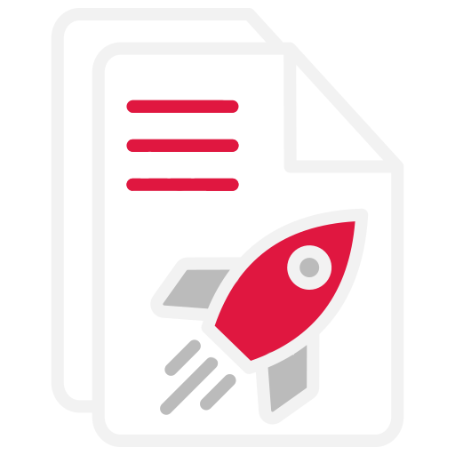 Two sheets of paper, one in front of the other, with red lines and a red rocket icon soaring upward—an ideal visual for a Digital Product Designer or UX Web Designer in Arizona.