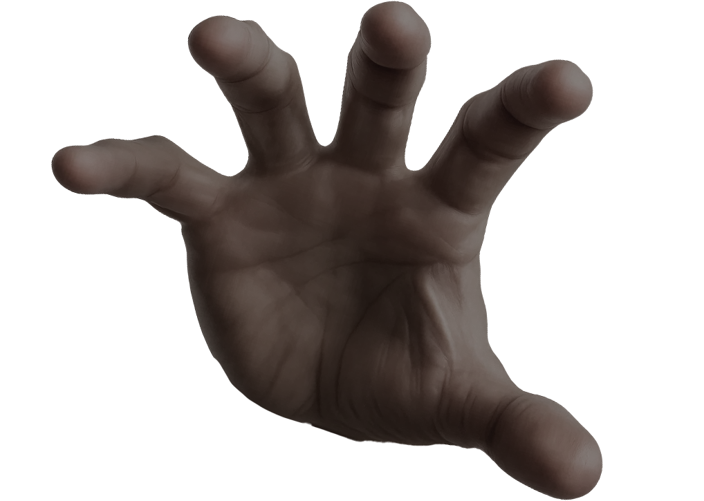 A human hand with fingers spread wide, palm facing the viewer, and reaching forward against a neutral background—ideal imagery for a Digital Product Designer or UX Web Designer in Arizona seeking creative inspiration.